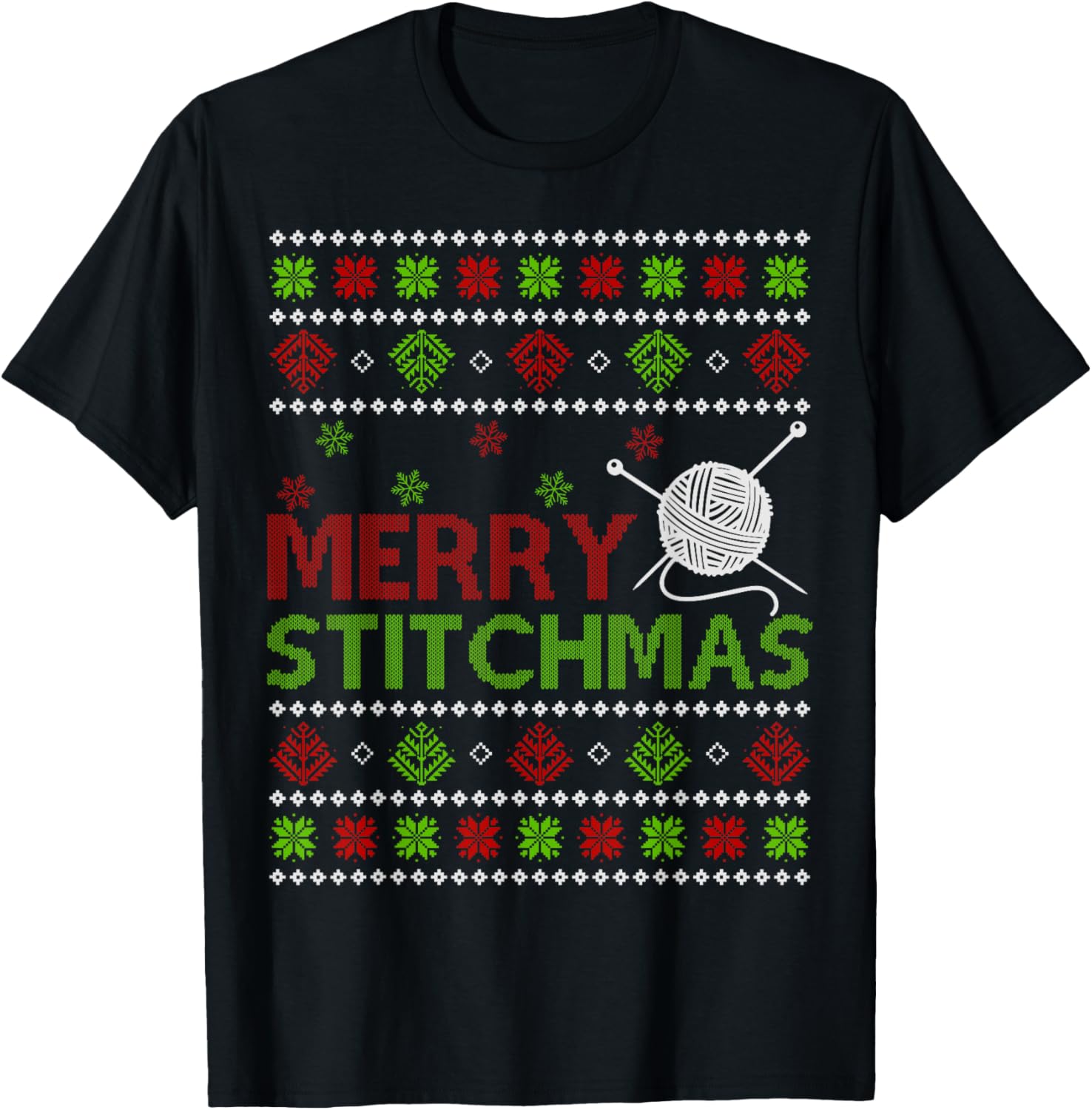 Merry Stitchmas Ugly Sweater Crocheting Yarn Christmas