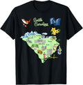 Tourism Map Of South Carolina State Usa Major Cities Flag