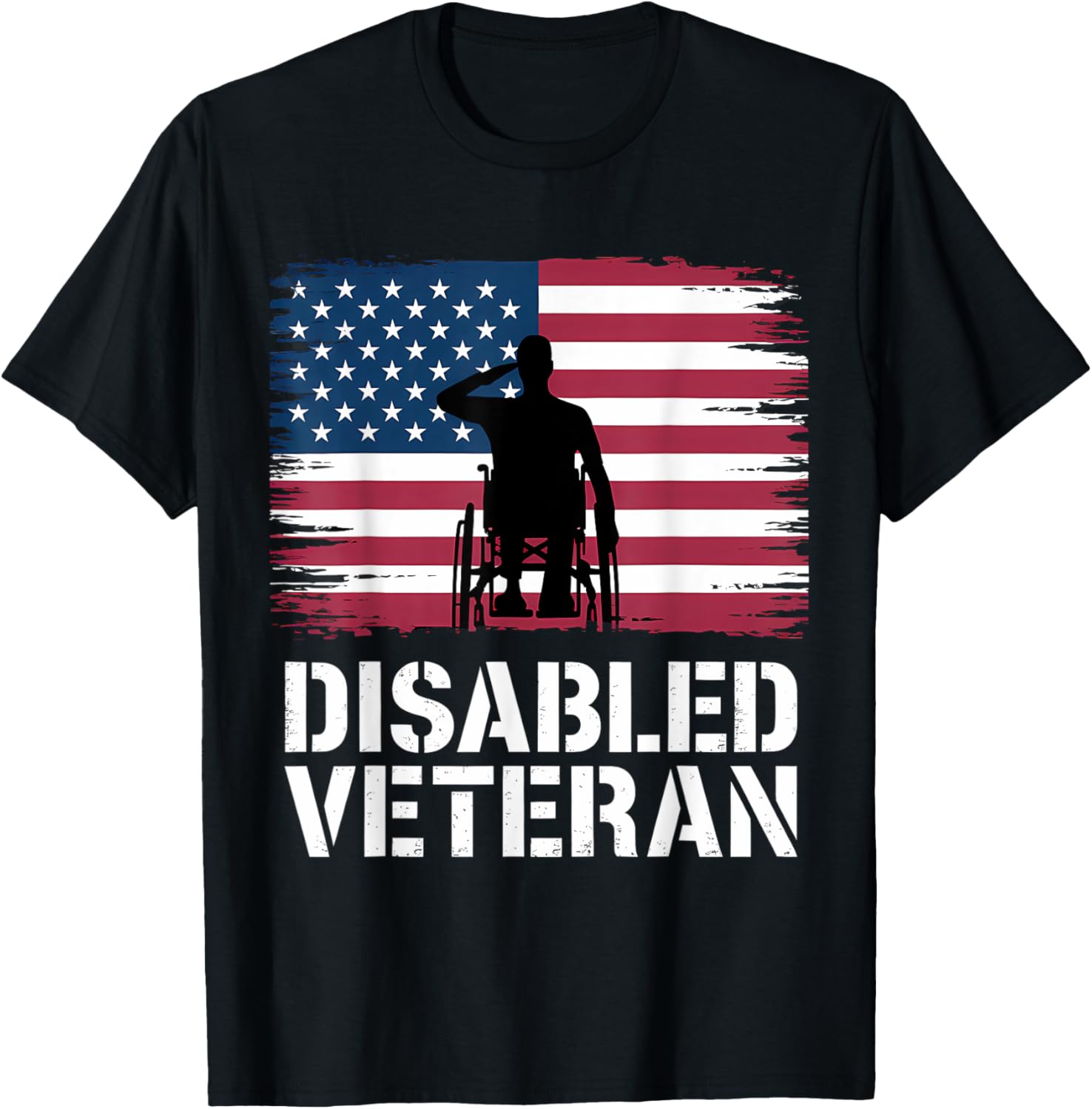Disabled Veteran American Flag Patriotic Military Wheelchair
