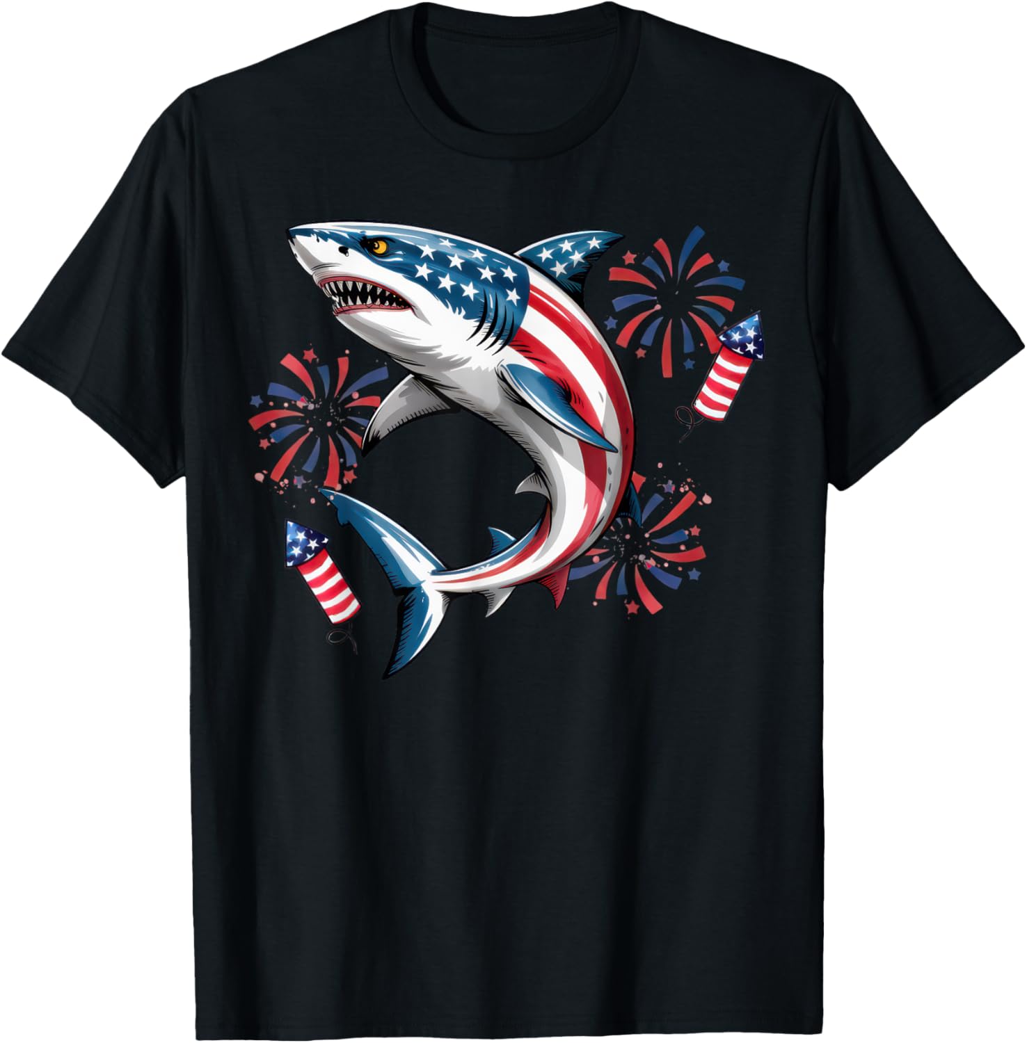 Shark Usa American Flag 4Th Of July Funny Boys Girls Kids