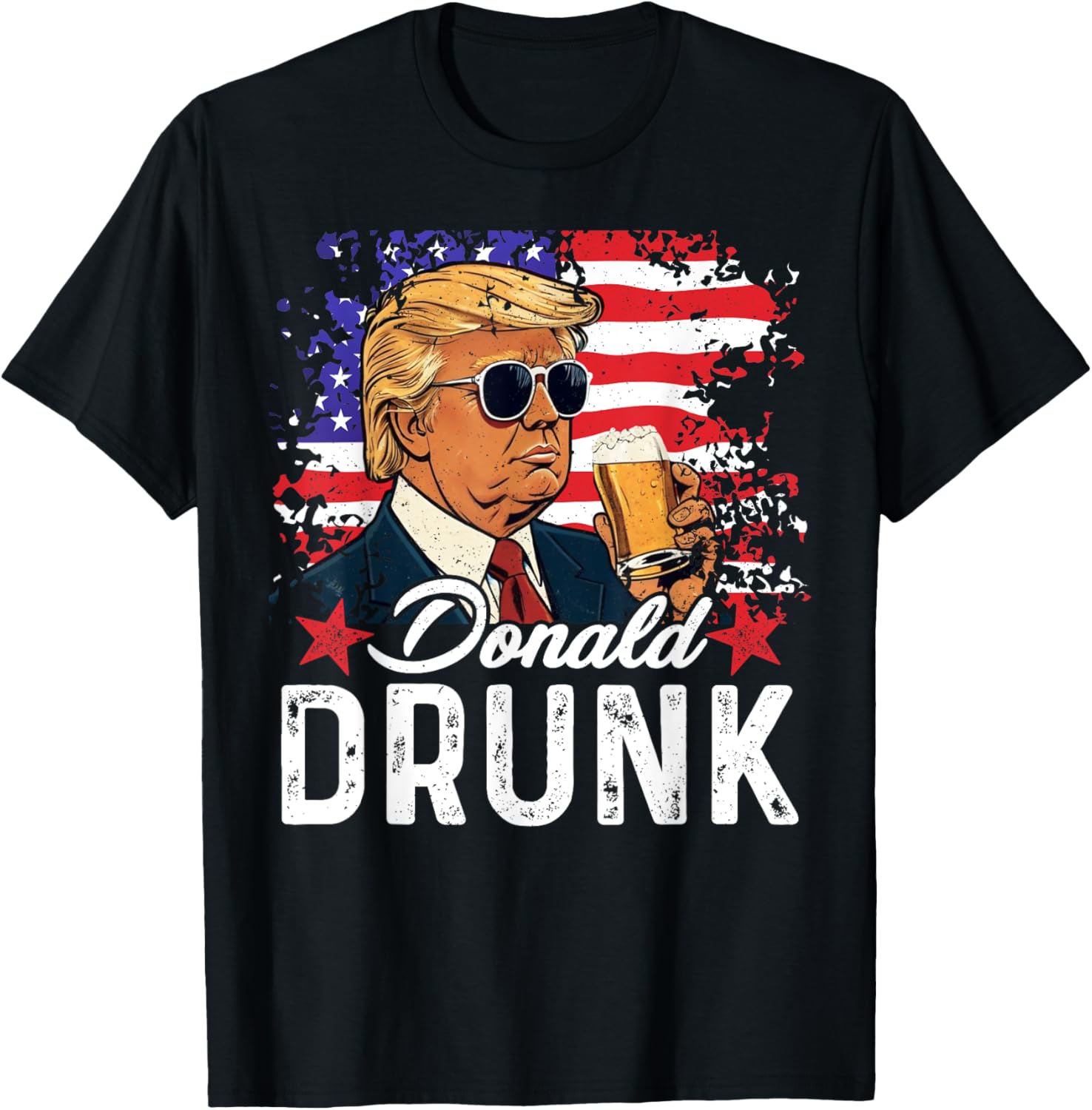 Donald Drunk Trump Drink Beer 4Th Of July American Flag