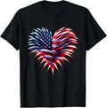 Retro Fighter Jet Airplane American Flag Heart 4Th Of July
