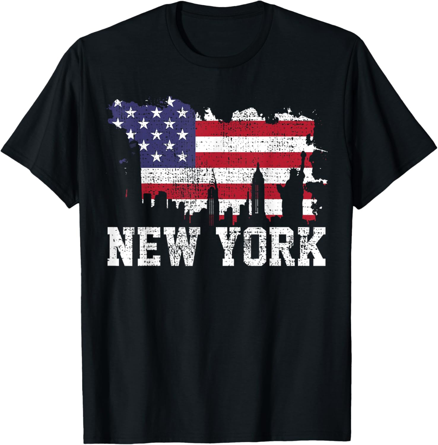 Vintage New York City Nyc Skyline Usa Flag America Gift