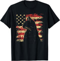 4Th Of July Designs Unisex Adult Vintage Patriotic Cat Silhouette Graphic T Shirt Black Small Short Sleeve