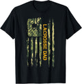 Vintage Usa Camo Flag Proud Lacrosse Dad Lax Silhouette