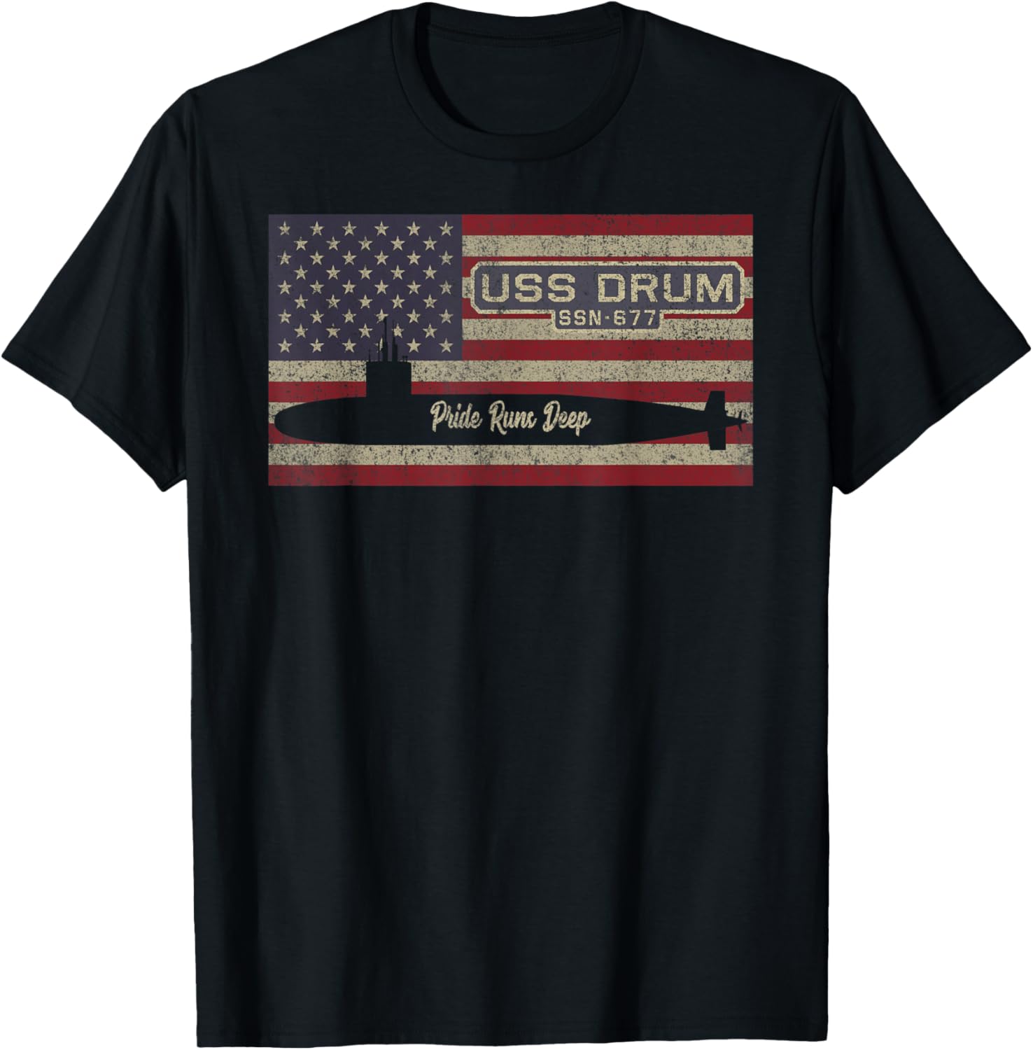 Uss Drum Ssn 677 Submarine Usa American Flag