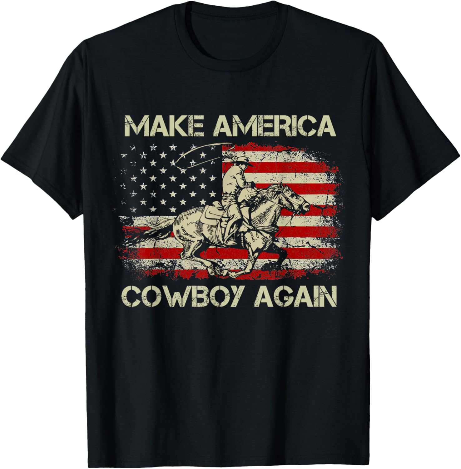Vintage Western Rodeo Usa Flag Makes America A Cowboy Again