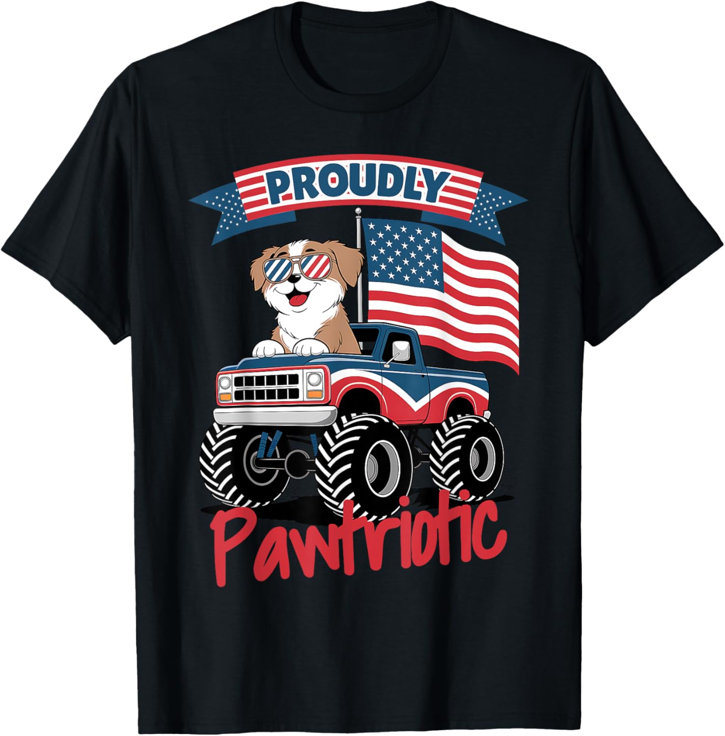 Proudly Pawtriotic Funny Shih Tzu Usa Flag For Boy Girl Kids