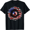 4Th Of July Sunflower Peace Sign Tshirt American Flag