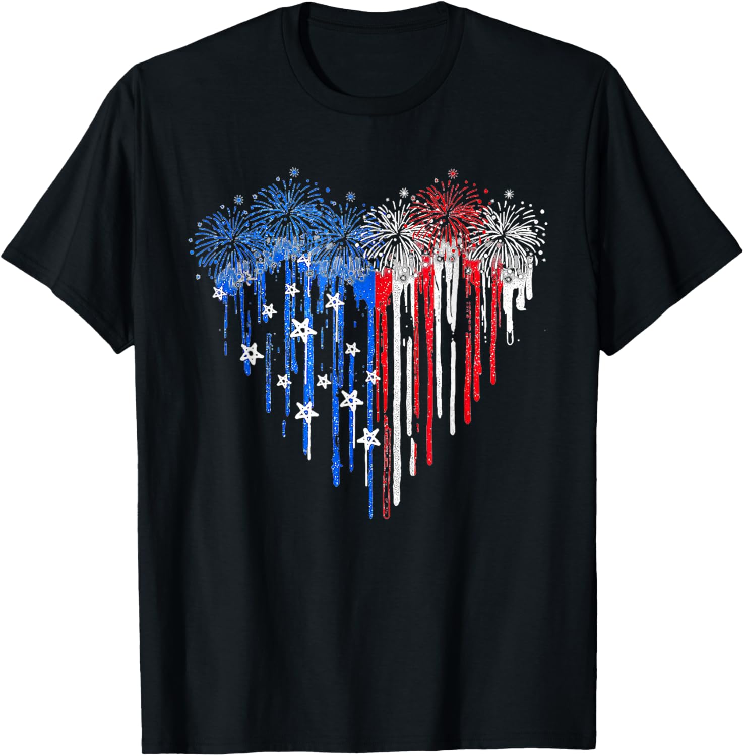 Firework Dripping Heart American Flag 4Th Of July Patriotic