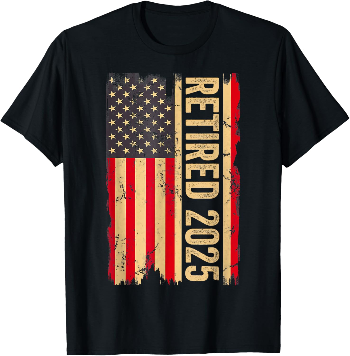 Vintage Retired 2025 Men Women Us Retirement American Flag