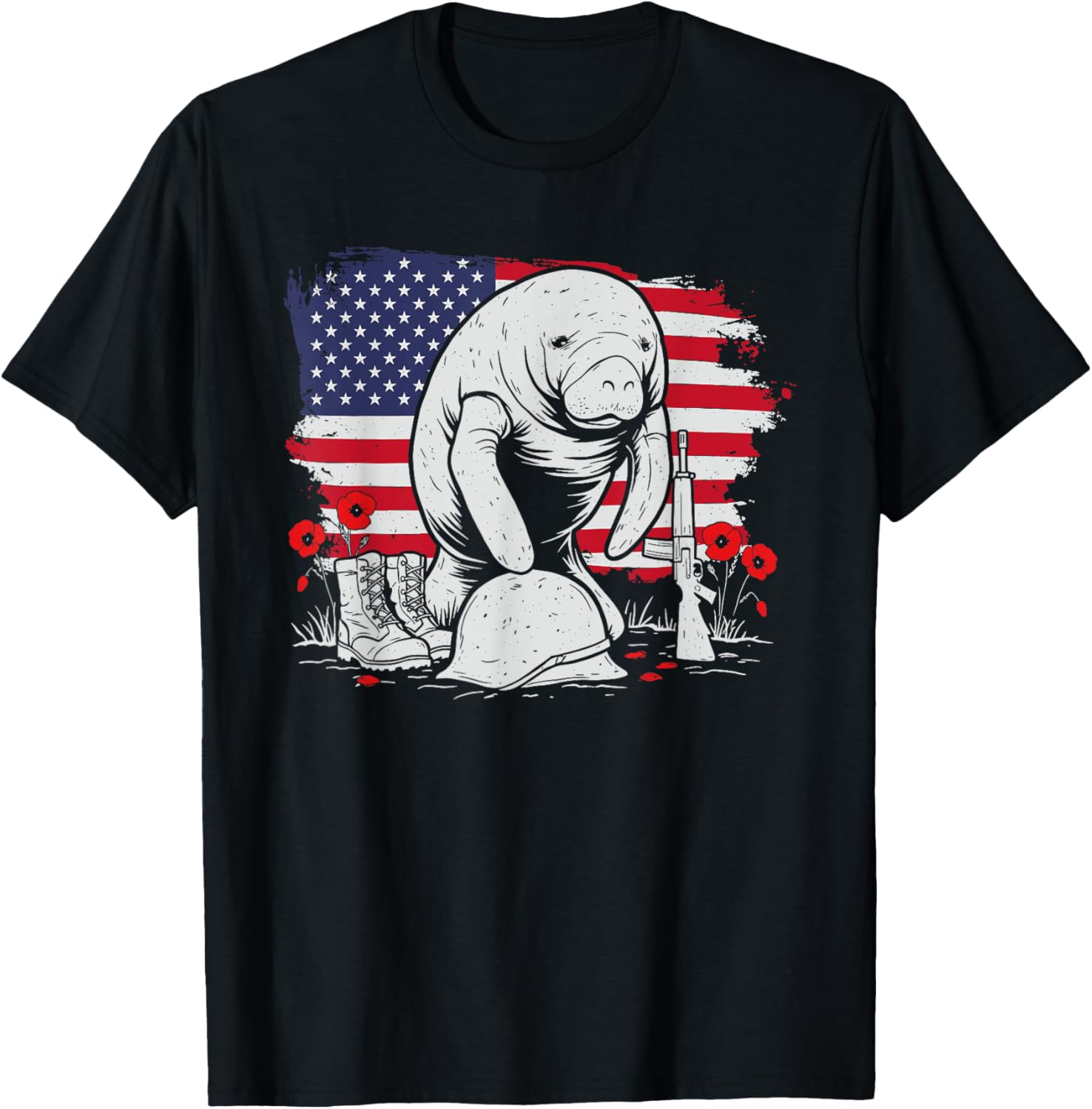 Vintage Manatee American Usa Flag Memorial Day 4Th Of July