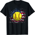 Softball 4Th Of July Men Usa American Flag Vintage Softball