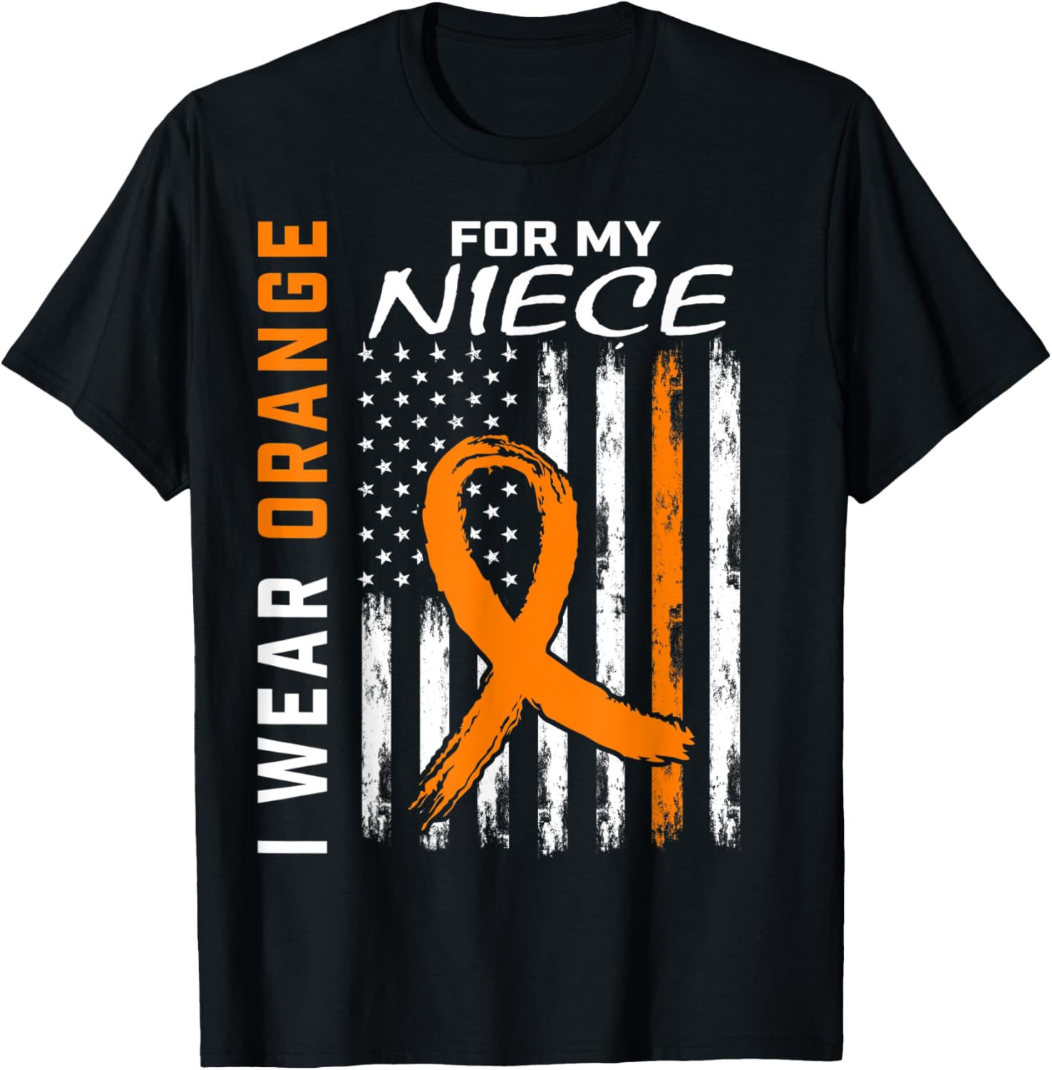 Orange Niece Leukemia Awareness Usa Flag Aunt Uncle Gifts
