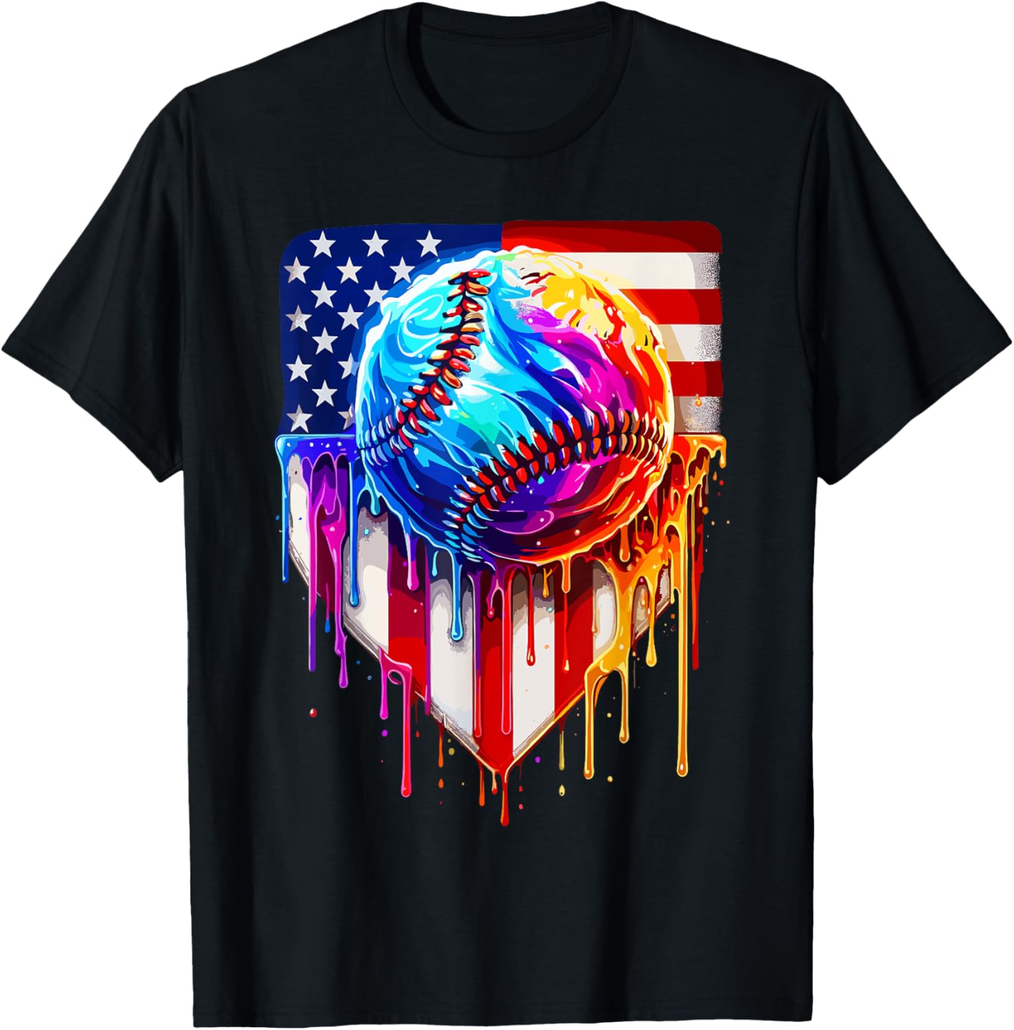 Baseball Ice Cream American Flag Drip