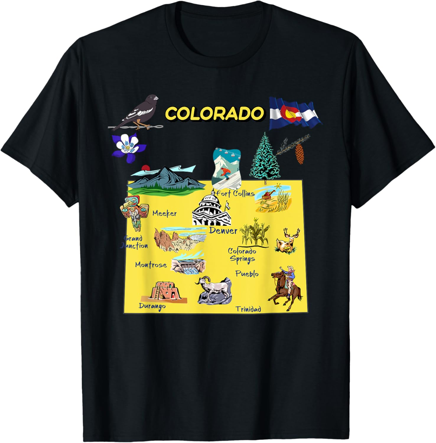 Colorado State Map Major Cities Tourist Destinations Usa