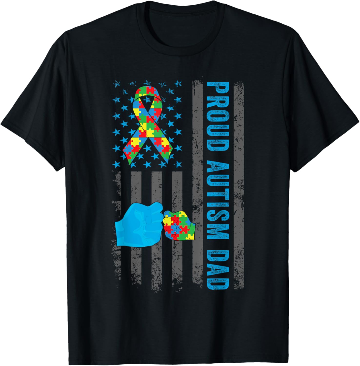 Proud Autism Dad American Flag Usa Autism Awareness Dad Men