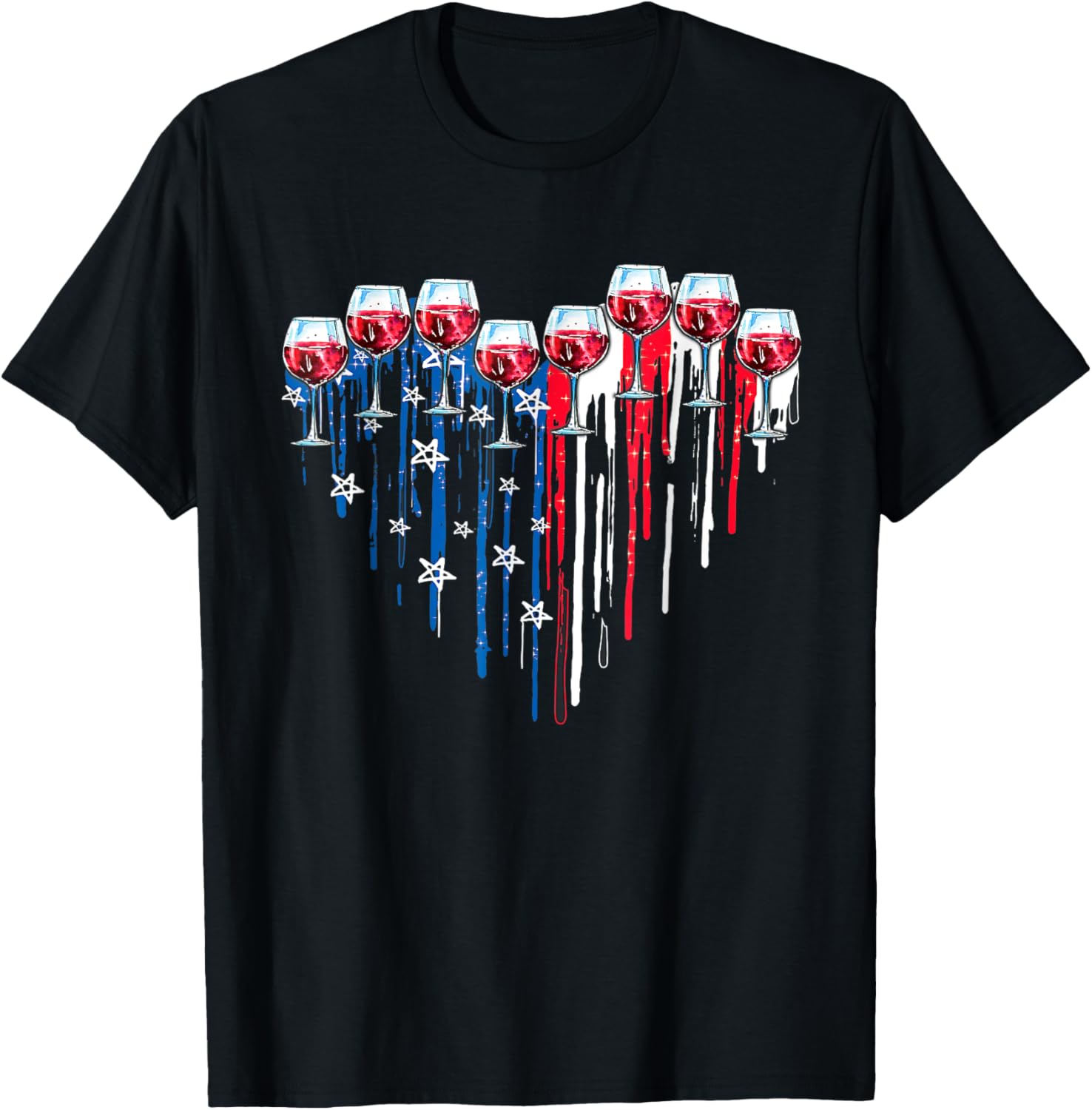 Retro 4Th Of July Wine Glasses Heart American Flag Patriotic