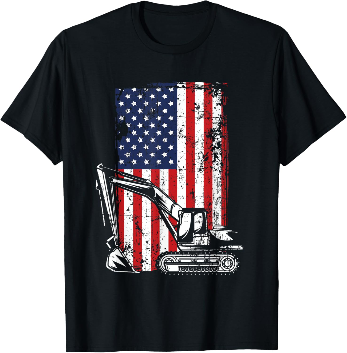 July American Flag Construction Backhoe Loader Quarter