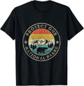 Vintage Np Accessories National Park Gifts Protect Our National Parks Retro Hiking T Shirt Men Unisex Adults Black Short Sleeve Classic Fit Small