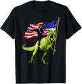 Epic Trump Riding T Rex Holding A Gun With Usa Flag Shirt