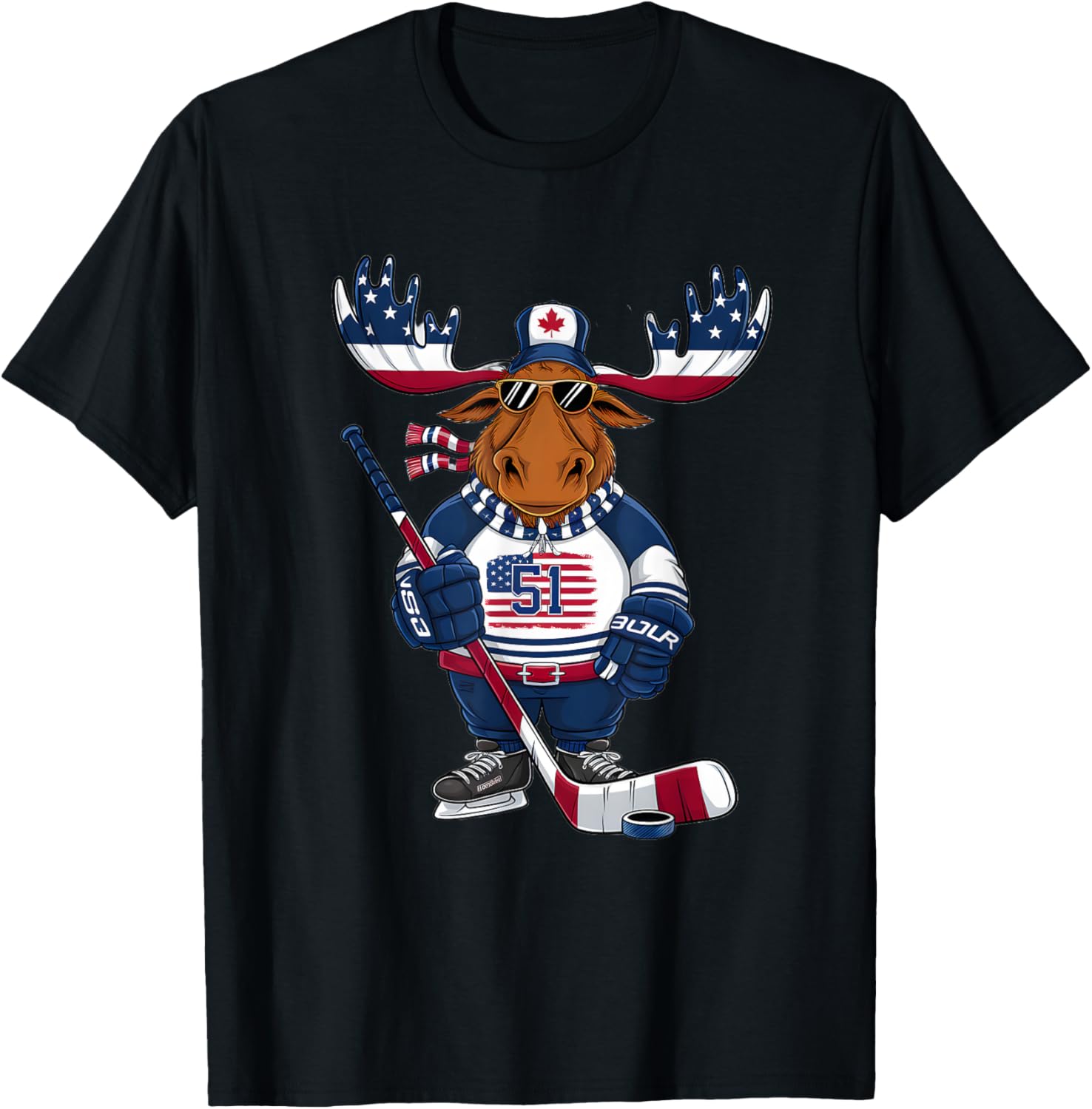 Funny Moose Canada 51 State Of Usa American Flag