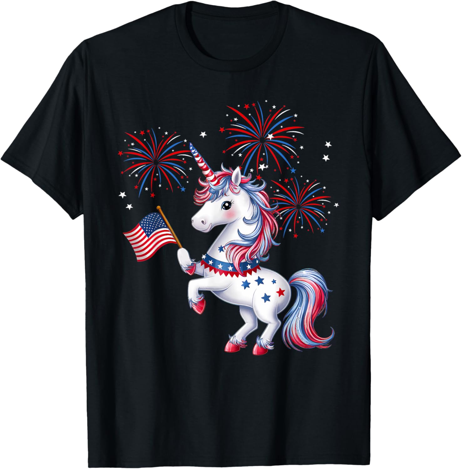 Cute Patriotic Americorn Unicorn Fireworks Girls 4Th Of July