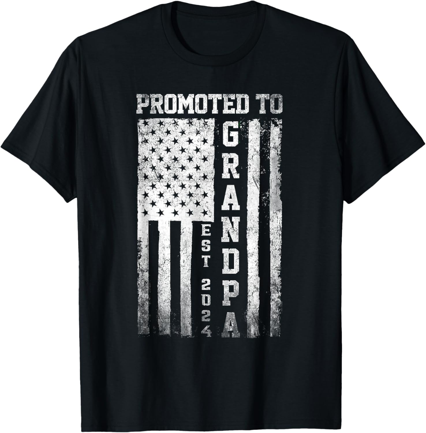 Promoted To Grandpa Est 2024 American Flag