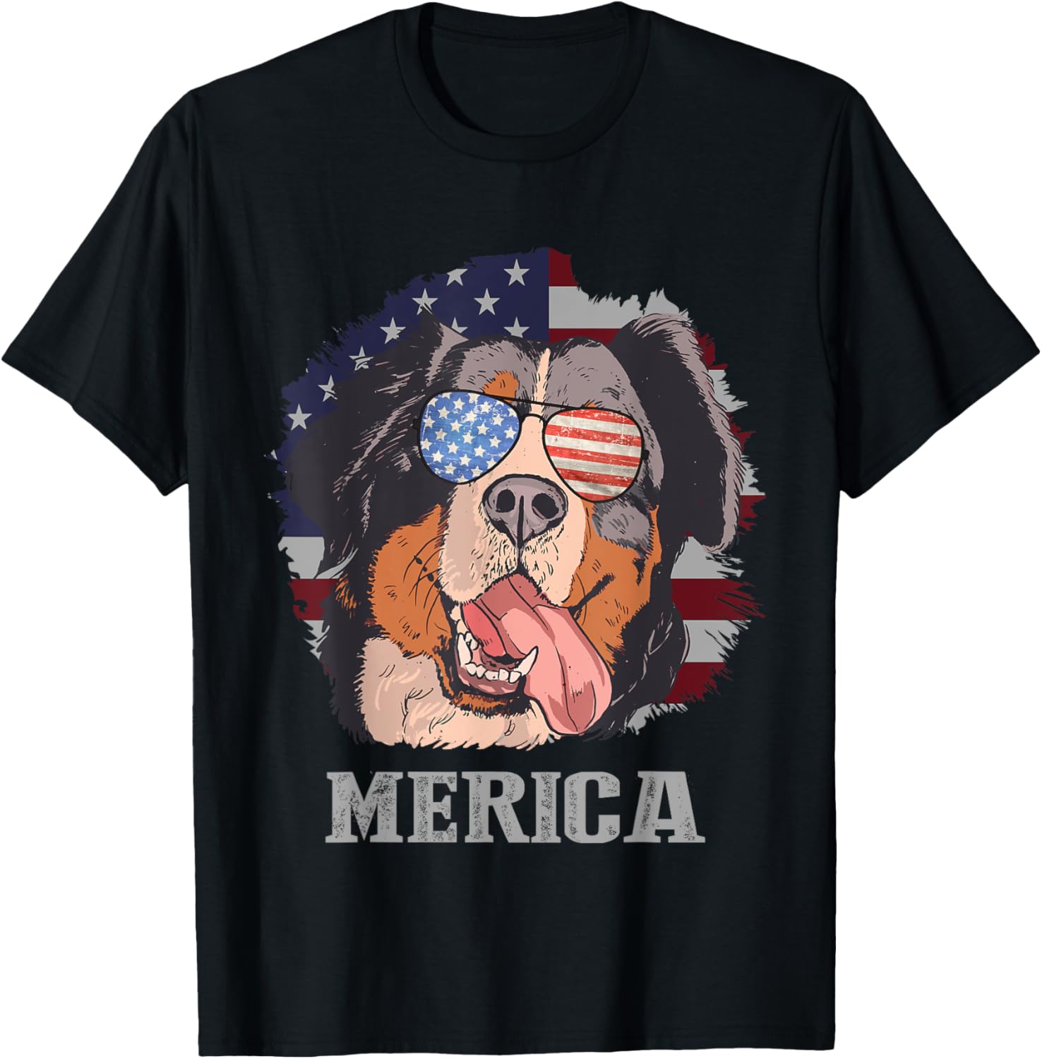 Bernese Mountain Dog Merica Patriotic 4Th Of July Usa Flag