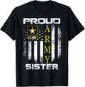 Vintage Proud Army Sister With American Flag Gift