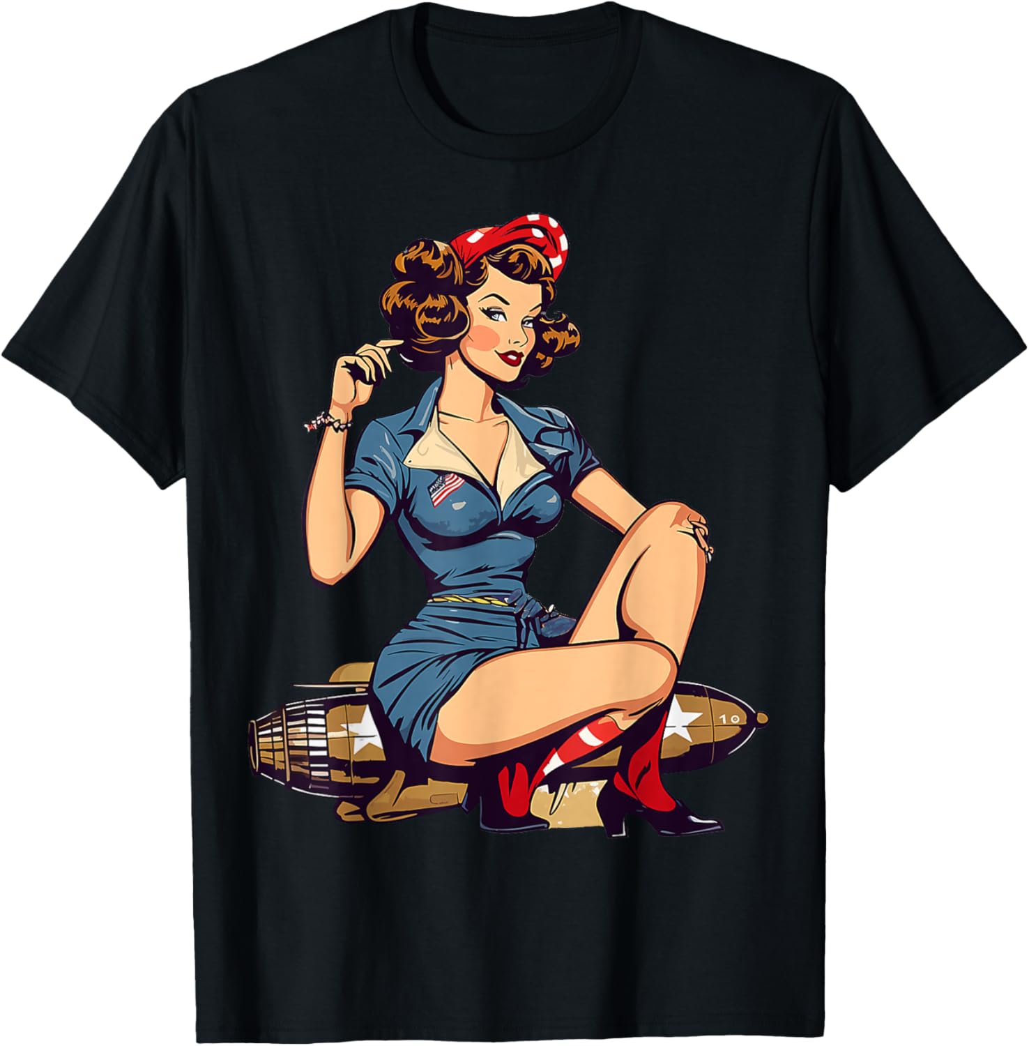Retro Patriotic Pin Up Vintage Usa Flag American Beauty Girl