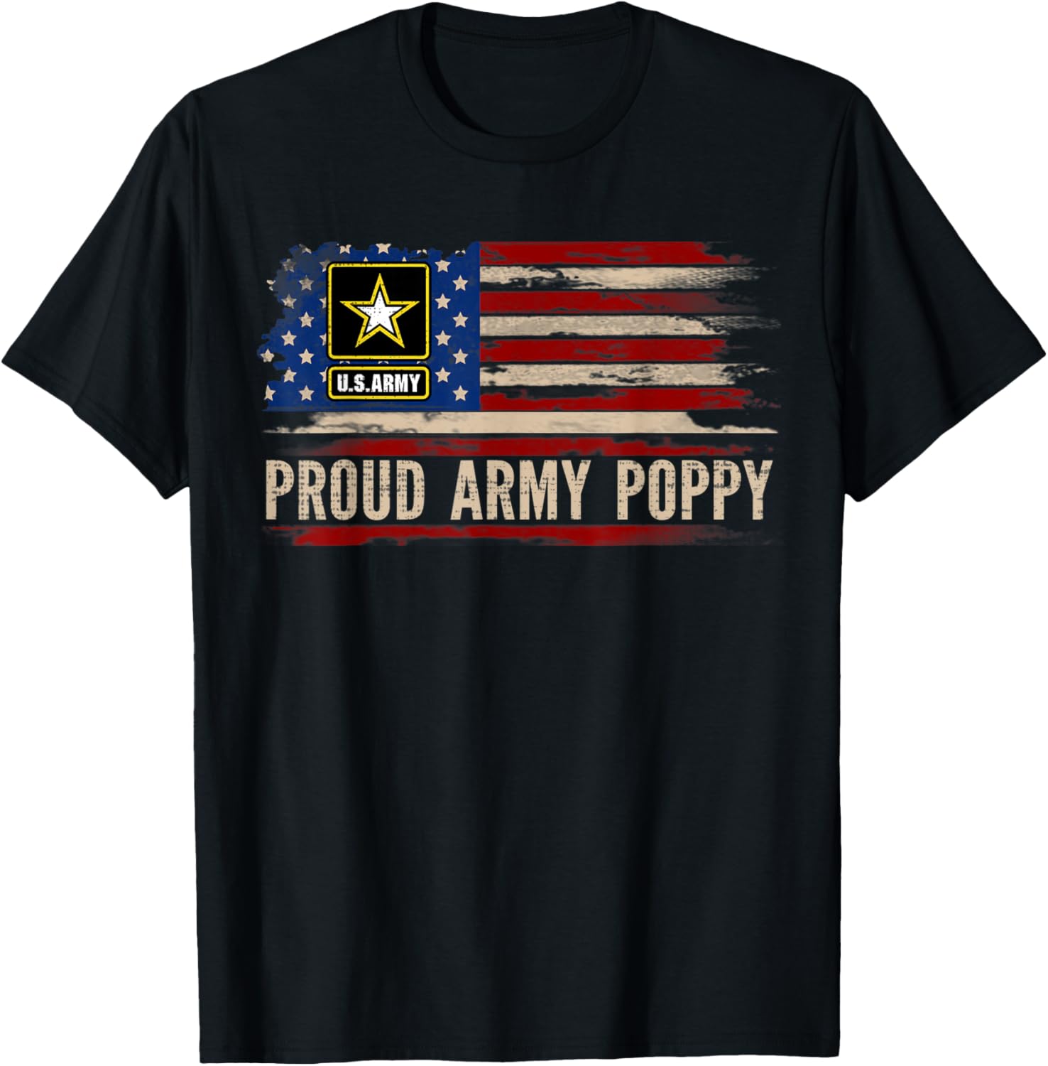 Vintage Proud Army Poppy American Flag Veteran Gift