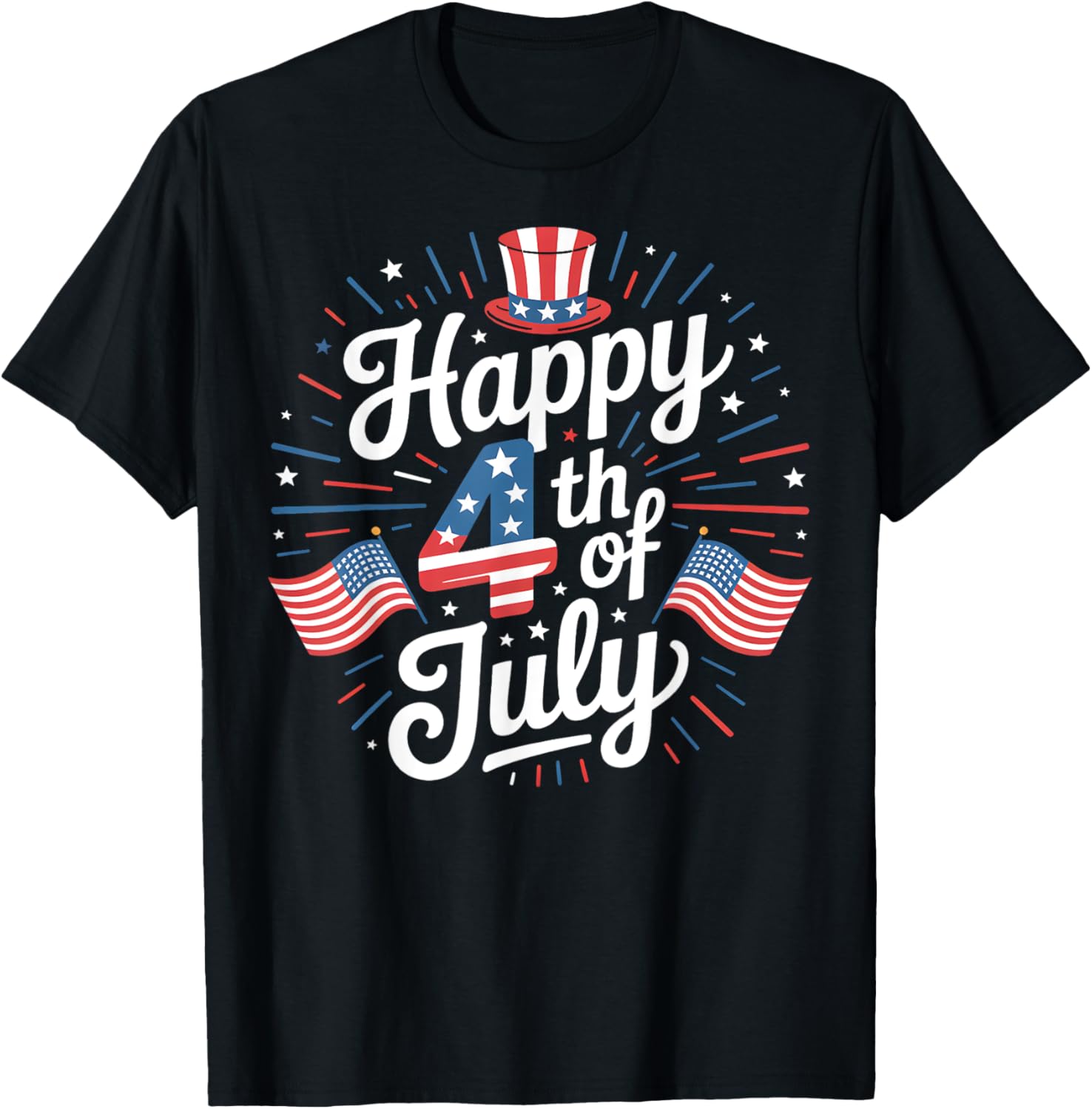Happy 4Th Of July Fireworks American Flag Celebration Tee