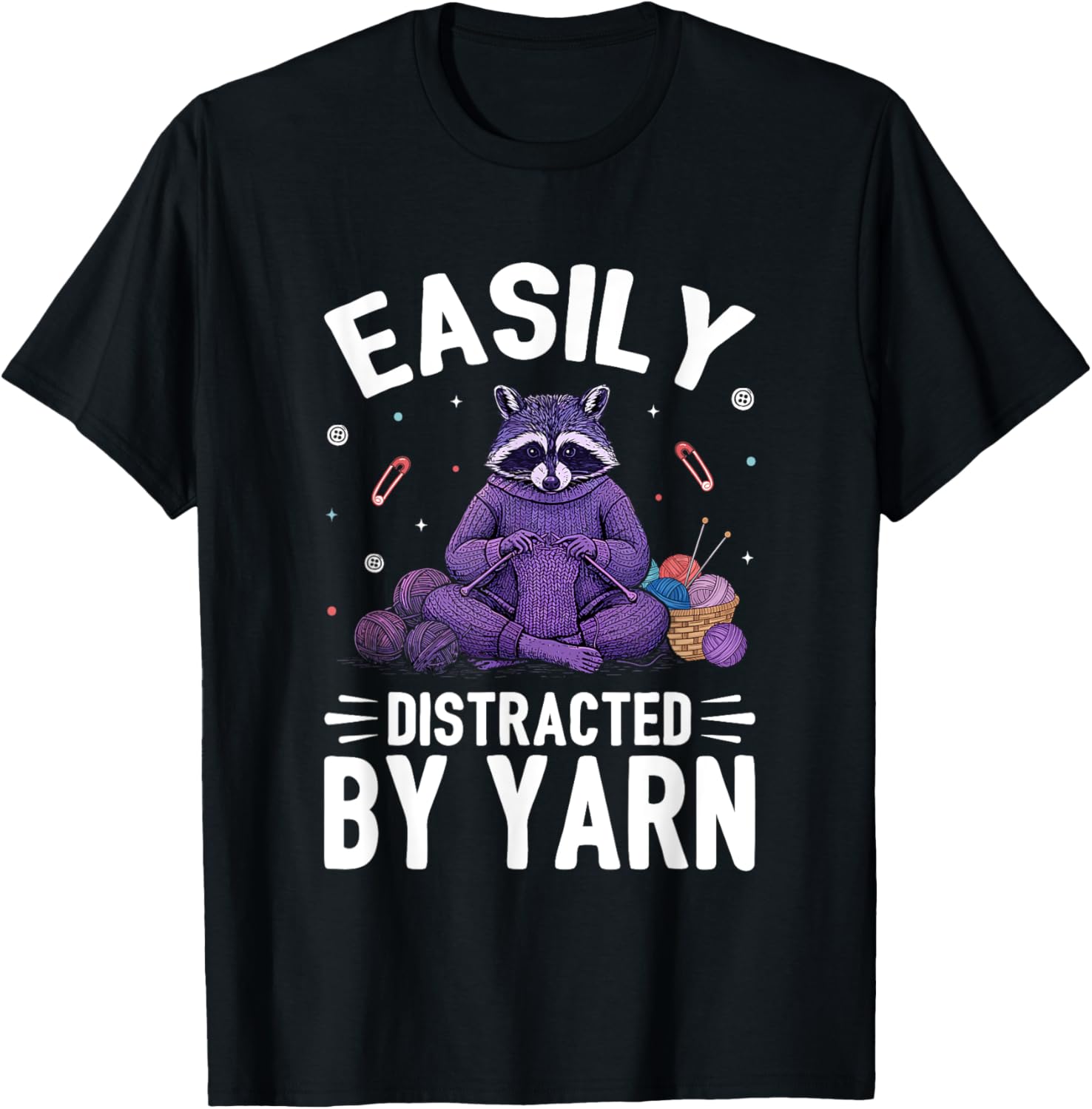 Easily Distracted By Yarn Raccoon Knitting