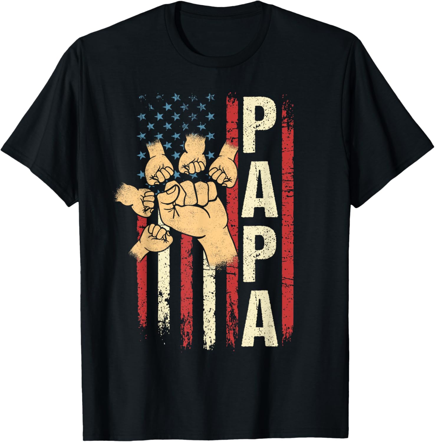 Best Papa Of Five Grandkids Fist Bump Grandpa American Flag