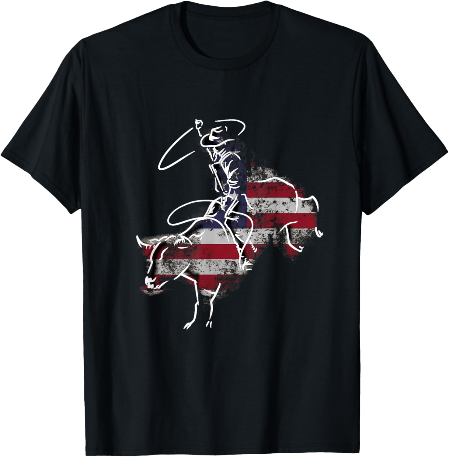 American Rodeo Bull Riding Retro Grunge Usa Vintage Flag