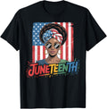 Juneteenth Black Girl Magic Usa Flag Pride Afro Women Tee