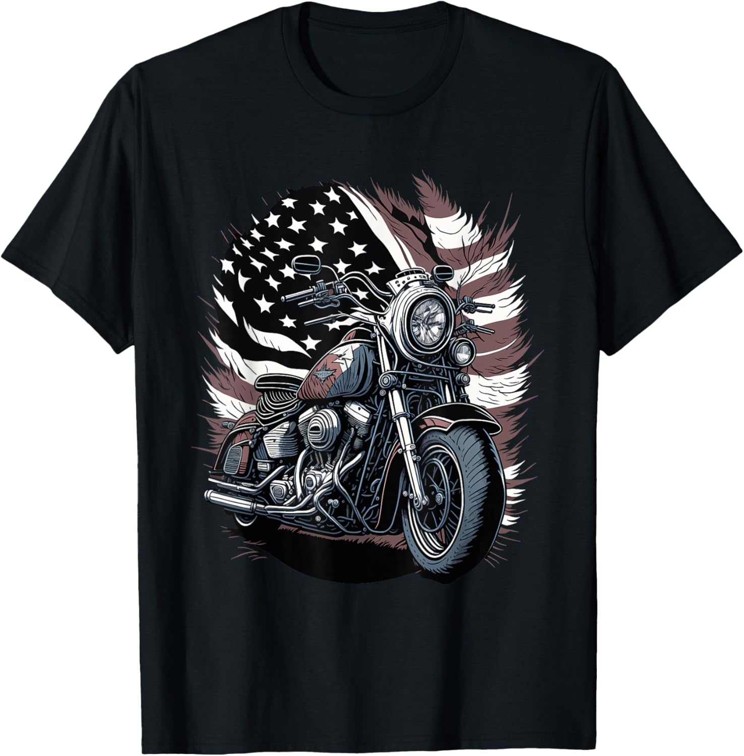 Motorcycle Vintage American Flag 4Th Of July Retro Biker