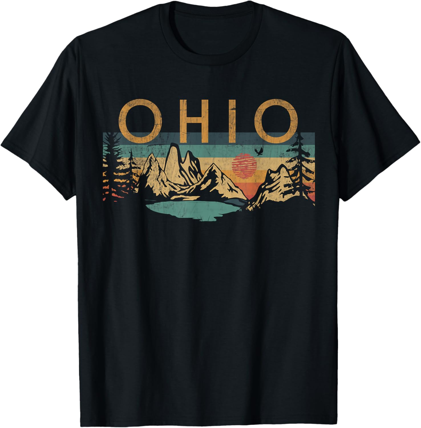 Ohio Usa Outdoor Vintage Ohio T Shirt Unisex Adults Unisex Kids Black Short Sleeve Small Retro Nature Retro