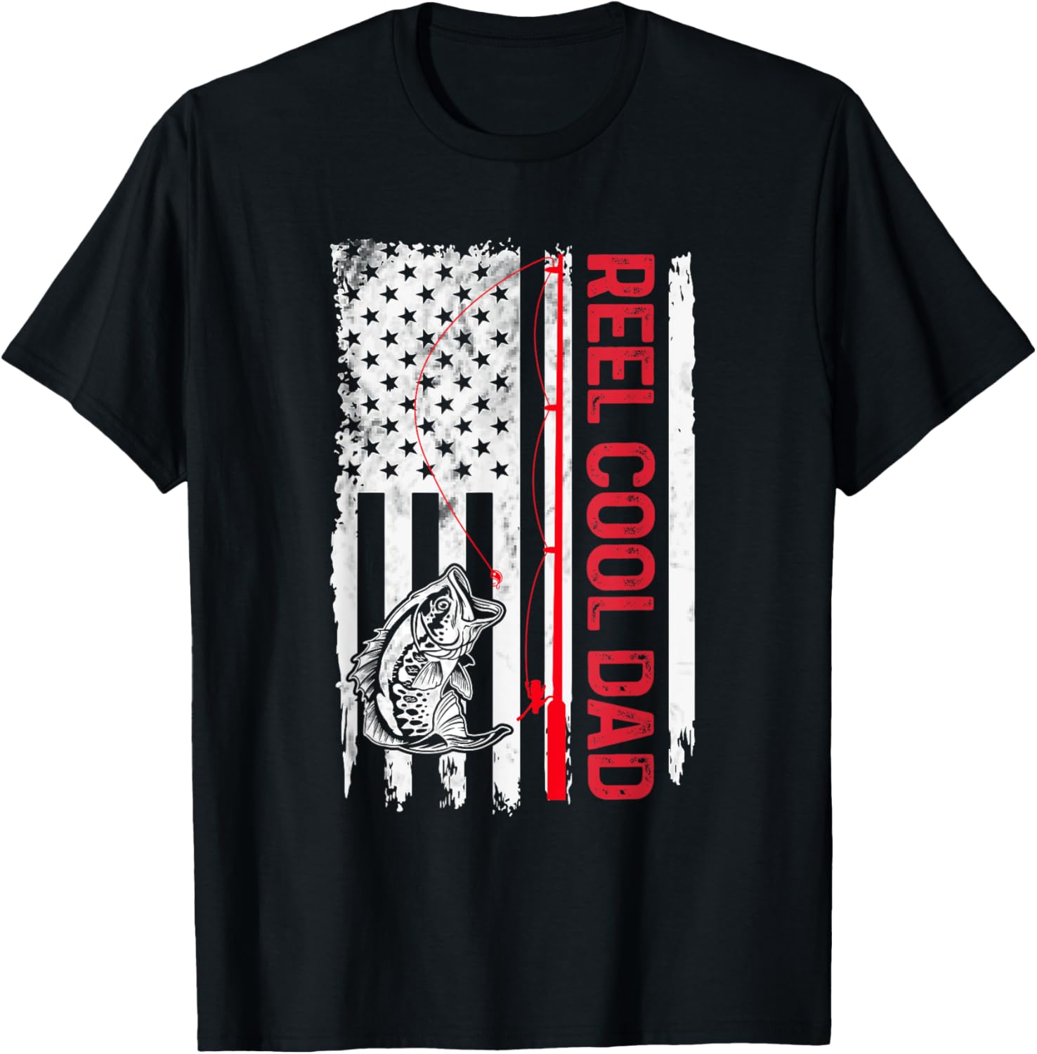 Mens Reel Cool Dad Fishing American Flag Funny Grandpa