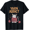 Cute Yarn Addict Cat Design T-Shirt for Men Women