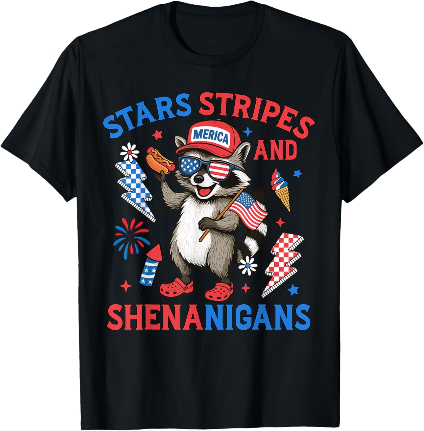 Stars Stripes And Shenanigans Usa Funny Raccoon 4Th Of July