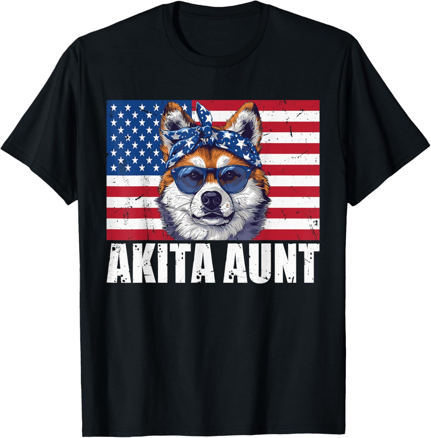 Akita Aunt American Flag Puppy Lover Dog Owner 4Th Of July