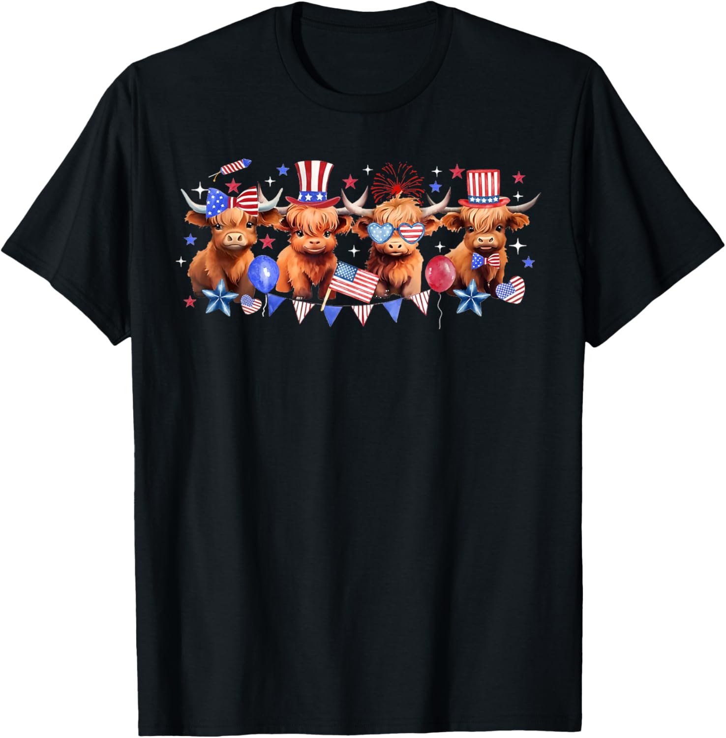 American Flag Highland Cow 4Th Of July Funny Cows Lover Cool
