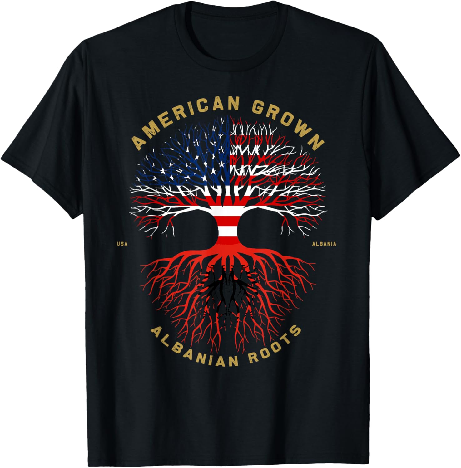 American Grown With Albanian Roots Tree Usa Flag Gift