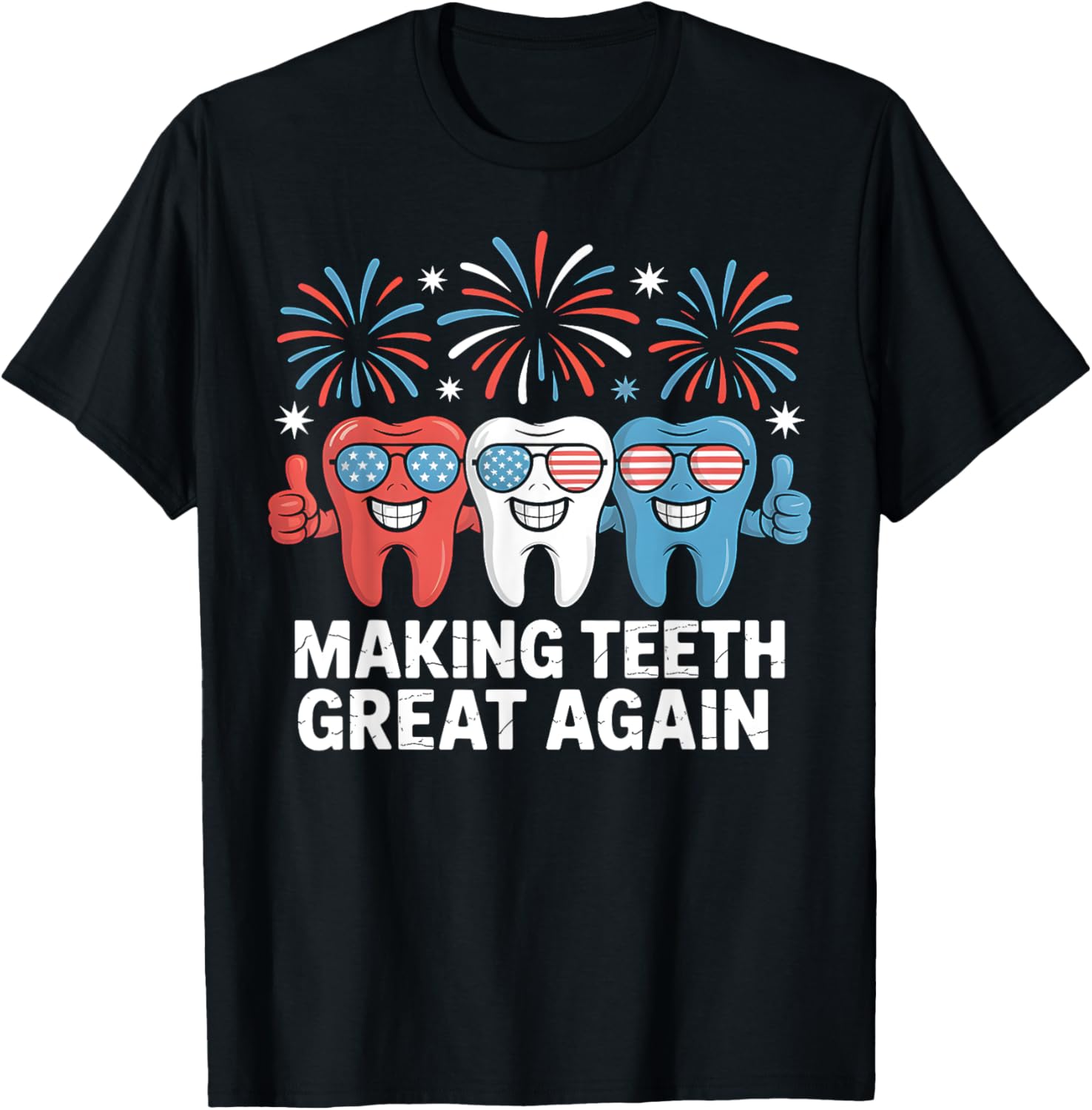 Funny Patriotic Teeth Red White Blue Usa Dental Design
