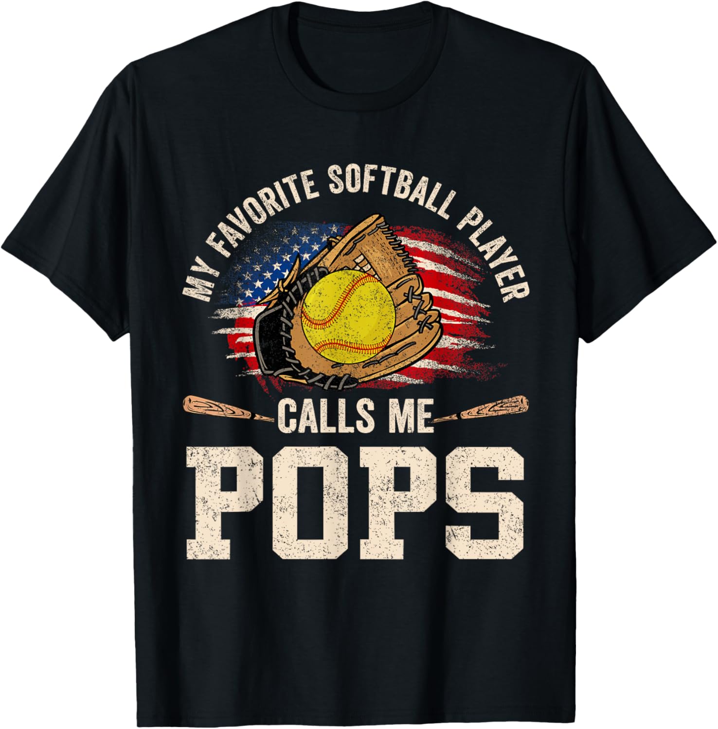 My Favorite Softball Player Calls Me Pops Usa Flag