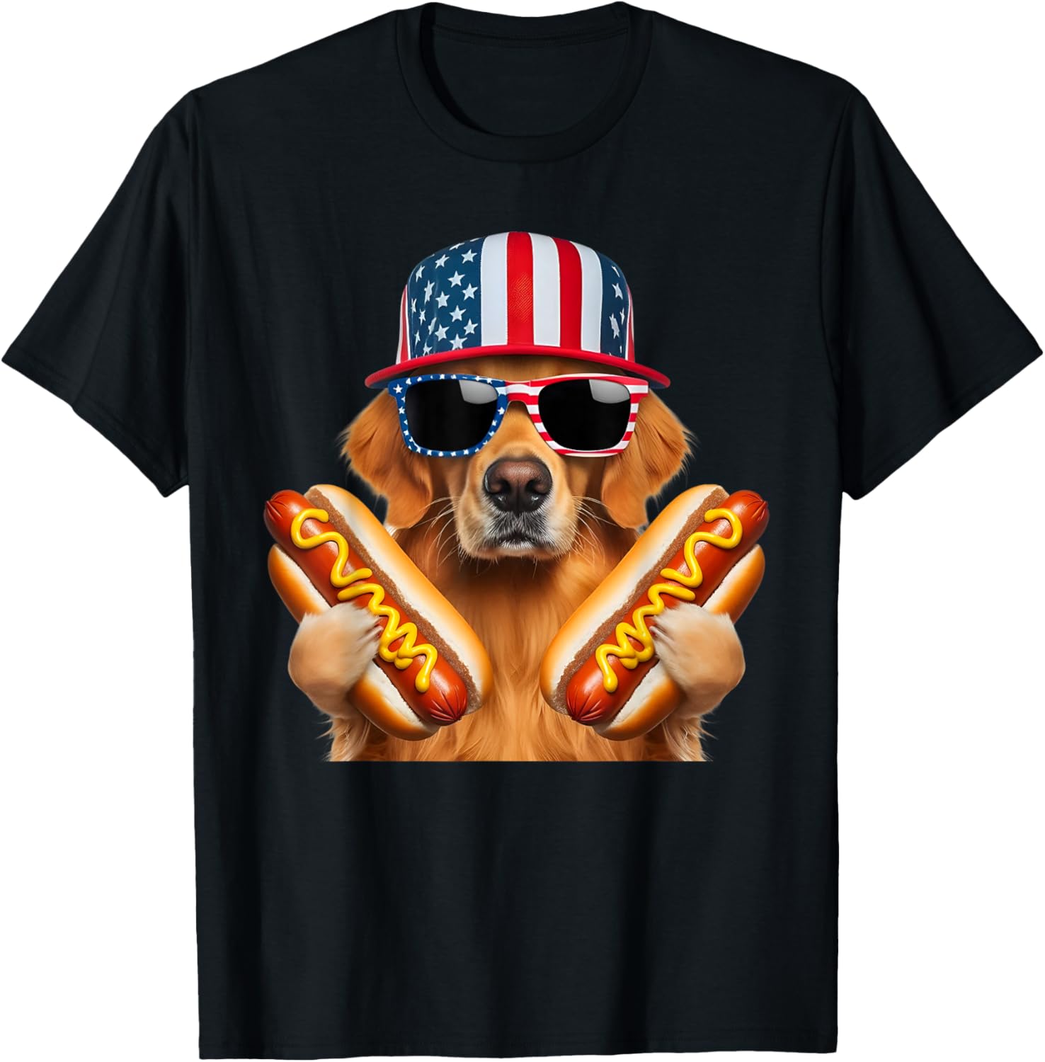 Golden Retriever Hotdog 4Th Of July American Flag Patriotic