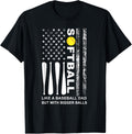 Mens Softball Dad Like A Baseball But With Bigger Balls Usa Flag