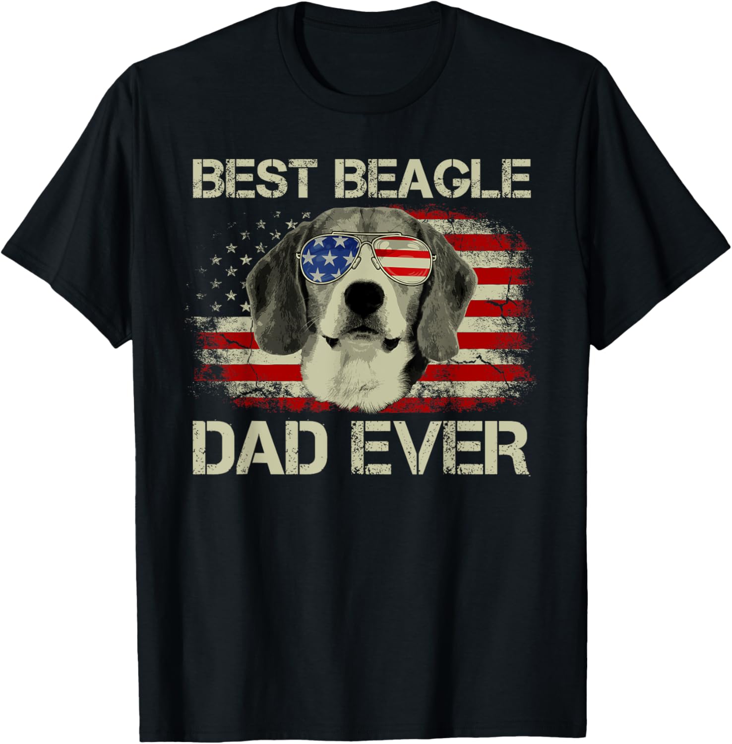 Best Beagle Dad Ever Tshirt Dog Lover American Flag Gift